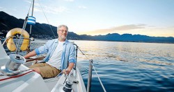 Older man resort wear on a boat