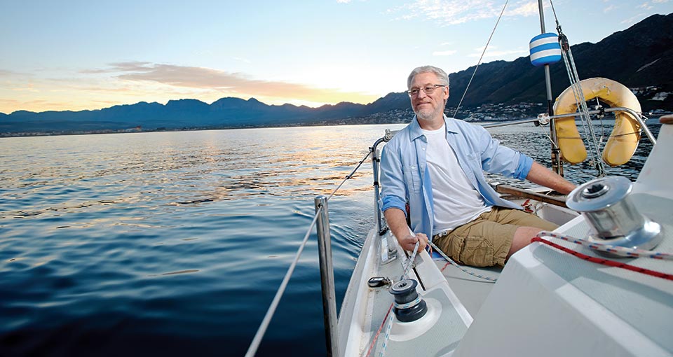 Mens outdoor wear on a boat